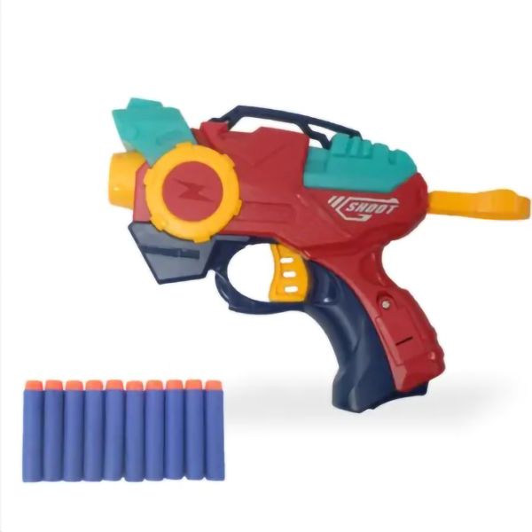 Kids Soft Foam Bullet Toy Gun With 10 Bullets And Moving PracticeTarget