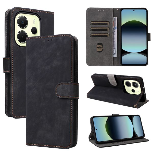 Flip Cover Compatible With Redmi Note 14 4G Anti-theft Brush Leather Case