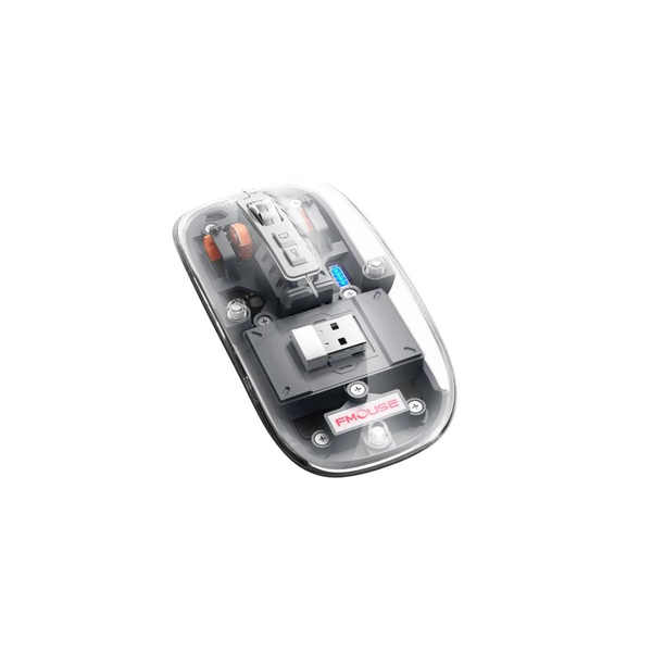 Transparent Wireless Bluetooth Mouse Dual Mode Rechargeable - Orange