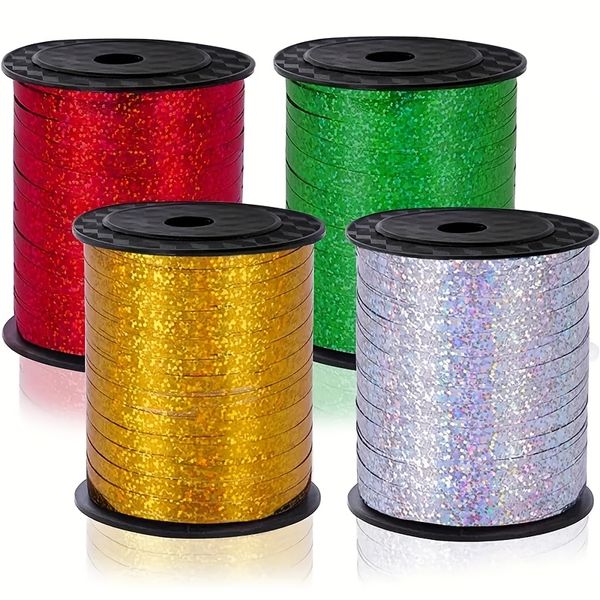 4 Rolls Metallic Curly Ribbon for Gift Wrapping &amp; Crafts