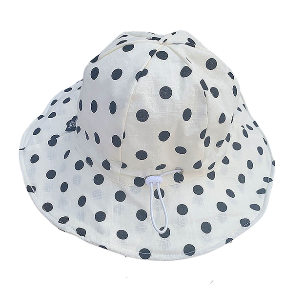 Polka Dot Cute Summer Girls Hat with Adjustable Size Strap - 46 - 50cm