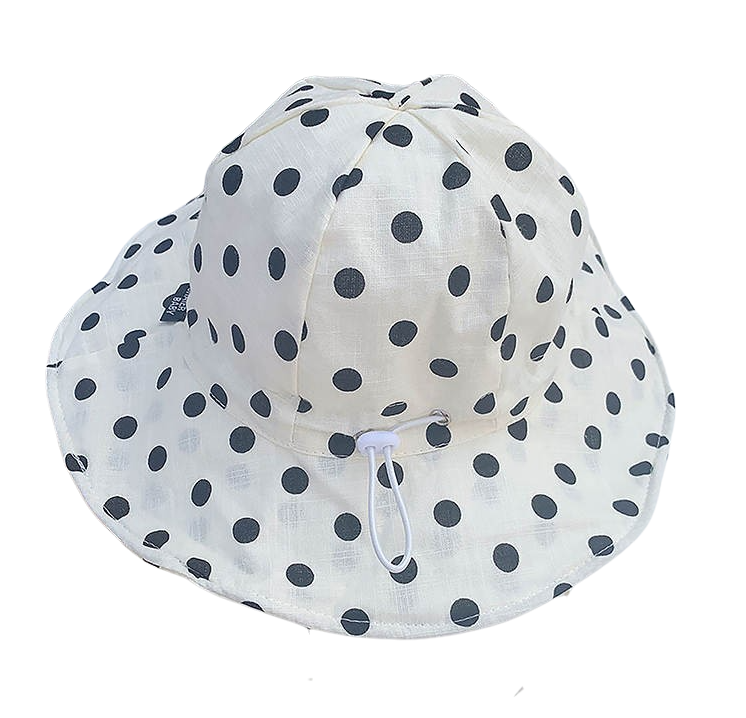 Polka Dot Cute Summer Girls Hat with Adjustable Size Strap 46 50cm