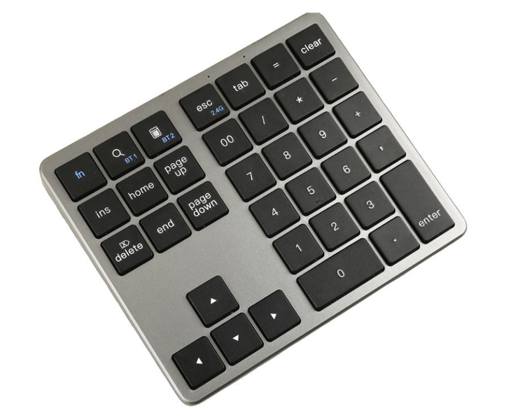 [Black Gray] Ultra-thin Wireless Numeric Keypad Rechargeable Numeric Keypad