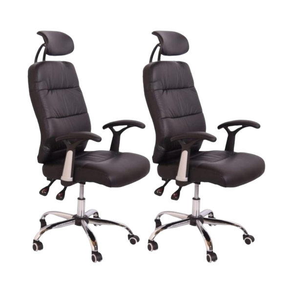 Set Of 2 Comfortable Adjustable Office Chair With Head And Armrests