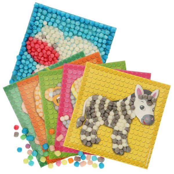 Paint By Number/Colour With Non-Toxic Moldable Puffs Craft Set - Little Zoo