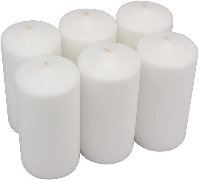 White Wax Unscented Candle 6 Pack - 9 cm