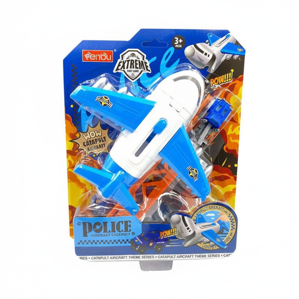 Police Toy Aircraft Catapult with Launching Mechanism for Kids
