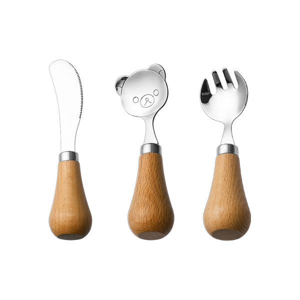 Bear Wooden Handle Portable Knife, Fork And Spoon Tableware