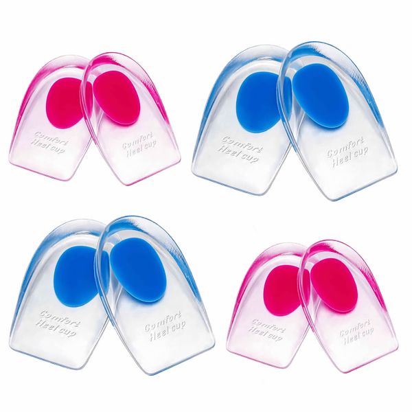 4Pairs Gel Heel Pads for Achilles Tendonitis &amp; Plantar Fasciitis Relief