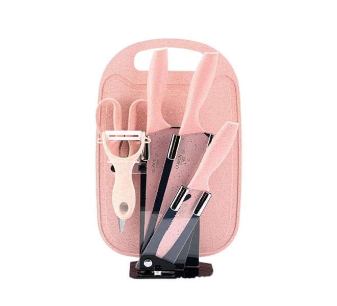 7 Piece Stainless Steel Knife Set With Cutting Board &amp; Knife Stand