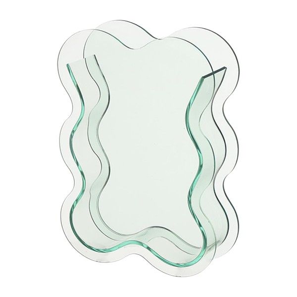 Modern Wave-Edge Plastic Vase - Transparent Green
