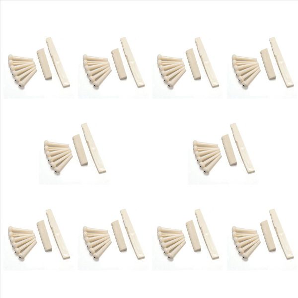 60 Bridge Pins + Saddle + Bridge Saddle Bone / Bone Acoustic Guitar White