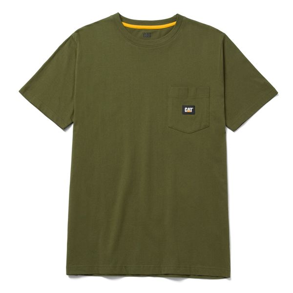 CAT T-Shirt Label Pockets Army Moss Mens