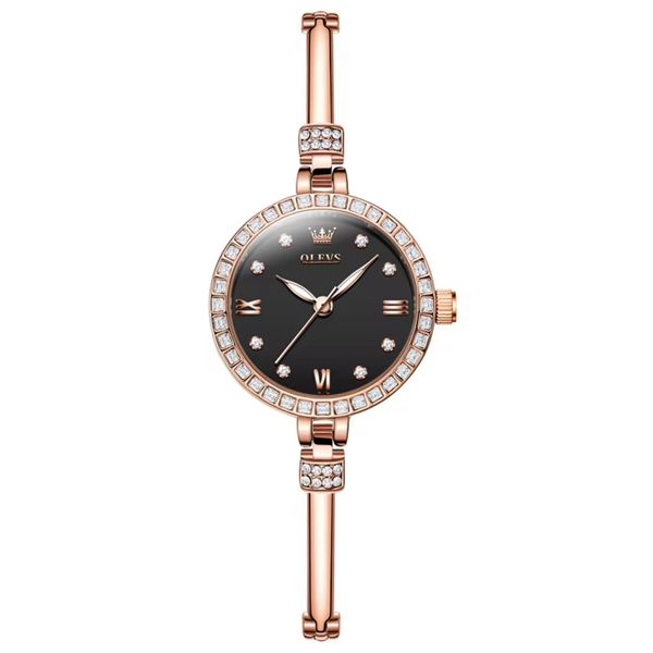 OLEVS Women's Radiantia Minimalist Stainless Steel Quartz Watch Black