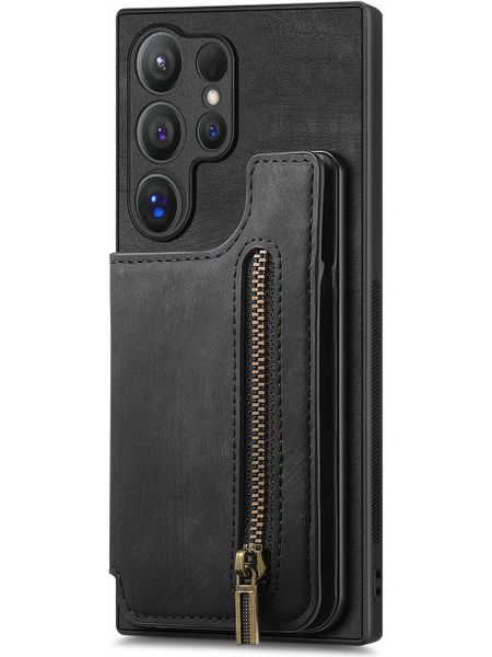 TPU Zipper Kickstand Retro Phone Cover Compatible with Galaxy S24 Ultra