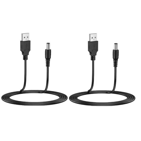 Set Of 2 USB 2.0 Male To DC 5.5mm x 2.5mm Male Power Cable 1.5M