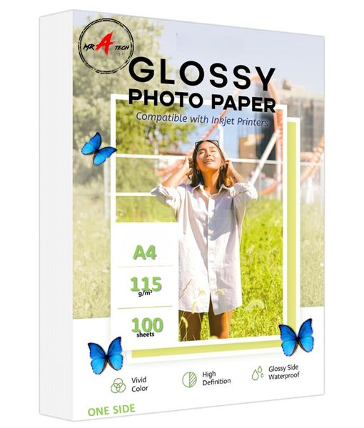 MR A TECH Photo Paper Inkjet Gloss 115gsm 100 PACK Sheets Photo Paper