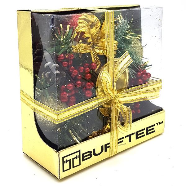 Christmas Centerpiece With Candle Holder- Red -Small