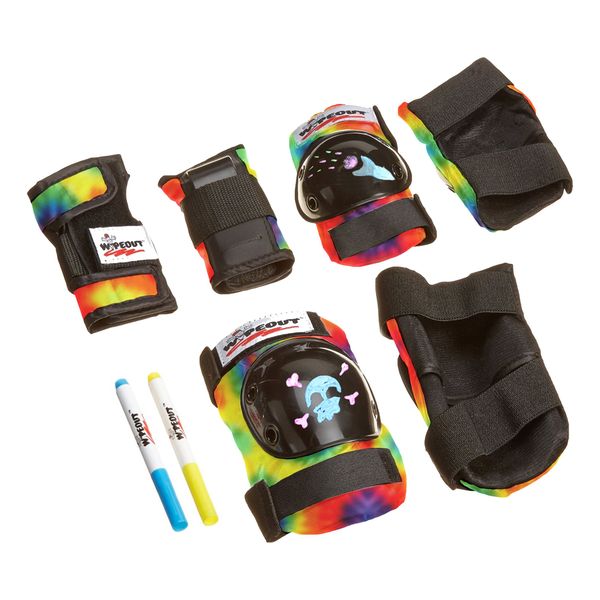 Wipeout 3PK Pads - Tie Dye +5 years (wrist guard, elbow guard, knee guard)