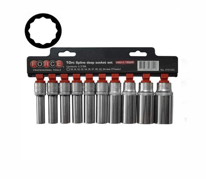 Force - Deep Sockets Set - 1/2Inch Drive -10-24mm-10 Piece - 2 Pack