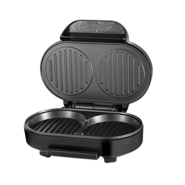 1000W 2-in-1 Electric Hamburger &amp; Egg Maker - Non-Stick - Black