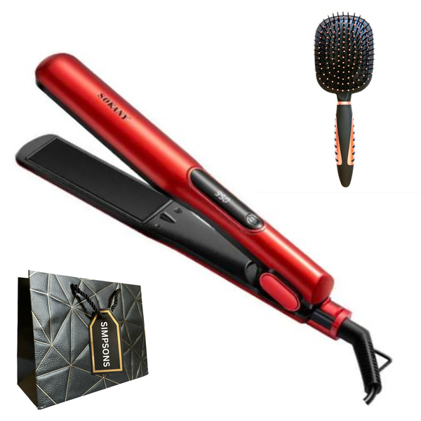 Sokany - Rapid Heating 950 F Hair Straightener ,Brush &amp; Luxury Simpsons Bag