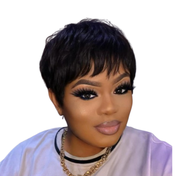 Black Human Hair Pixie Wig.