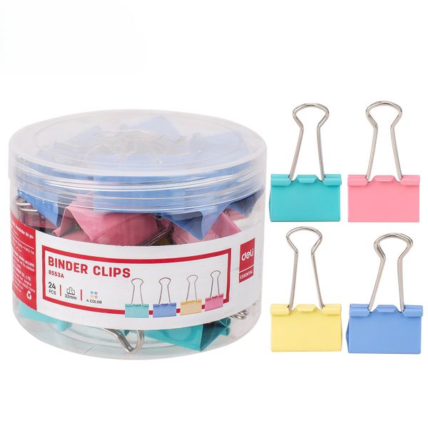 DELI Colour Fold Back Clips - 32mm (Tub of 24)