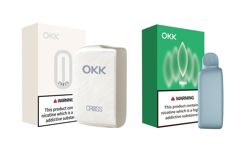 OKK Pure White Cross Vape Device with 50mg Mint Cartridge