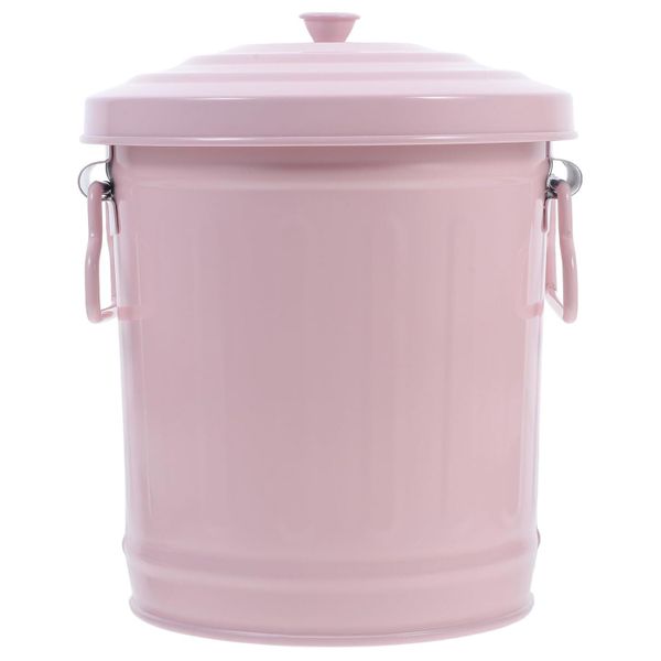 Mini Desktop Trash Can with Lid Compact Iron Waste Basket for Office Desk