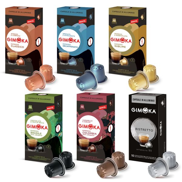 Gimoka Full Coffee Range - 60 Nespresso Compatible Aluminium Capsules