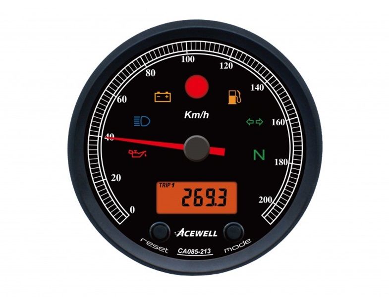 Classic Speedometer With Digital LCD Display, Needle For Speed Or Tacho