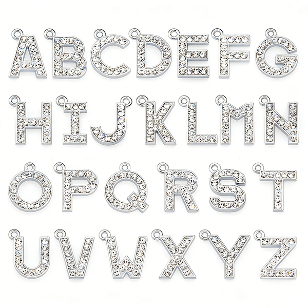 26Pcs Rhinestone Letter Charms A-Z Alphabet Pendants for Making DIY Jewelry