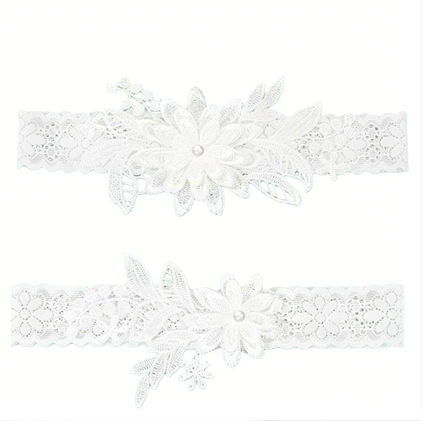 White Lace Wedding Garter Bridal Shower-One Size Wedding Garters for Bride