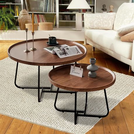 Nesting Coffee Table Set Sofa Side End Tables Home Office Center Table Desk Image