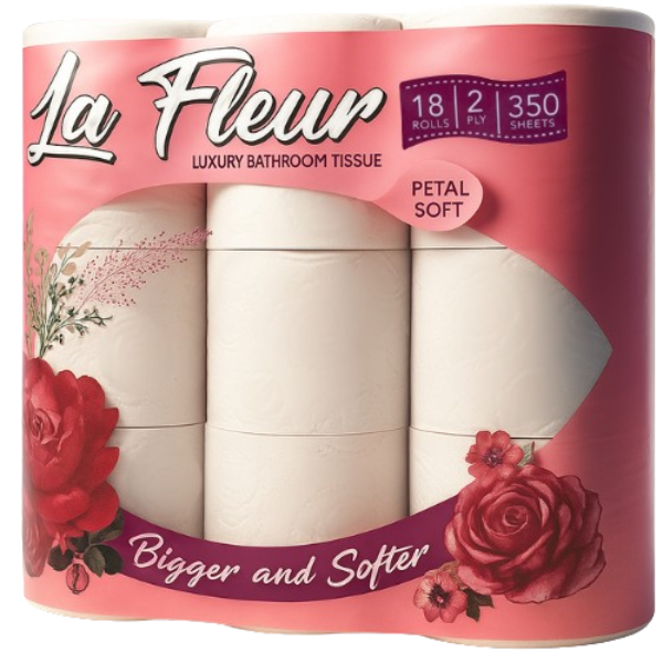 La Fleur 2ply 350 Sheet Toilet Paper 18 Rolls