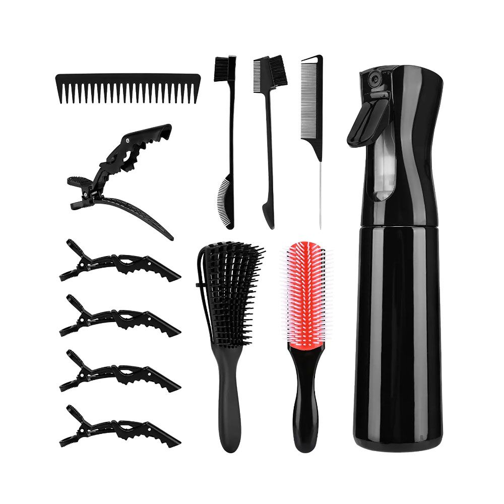 12 Piece Hair Brush Set Detangling Brush Set Wavy Hair Comb Spray Bottle