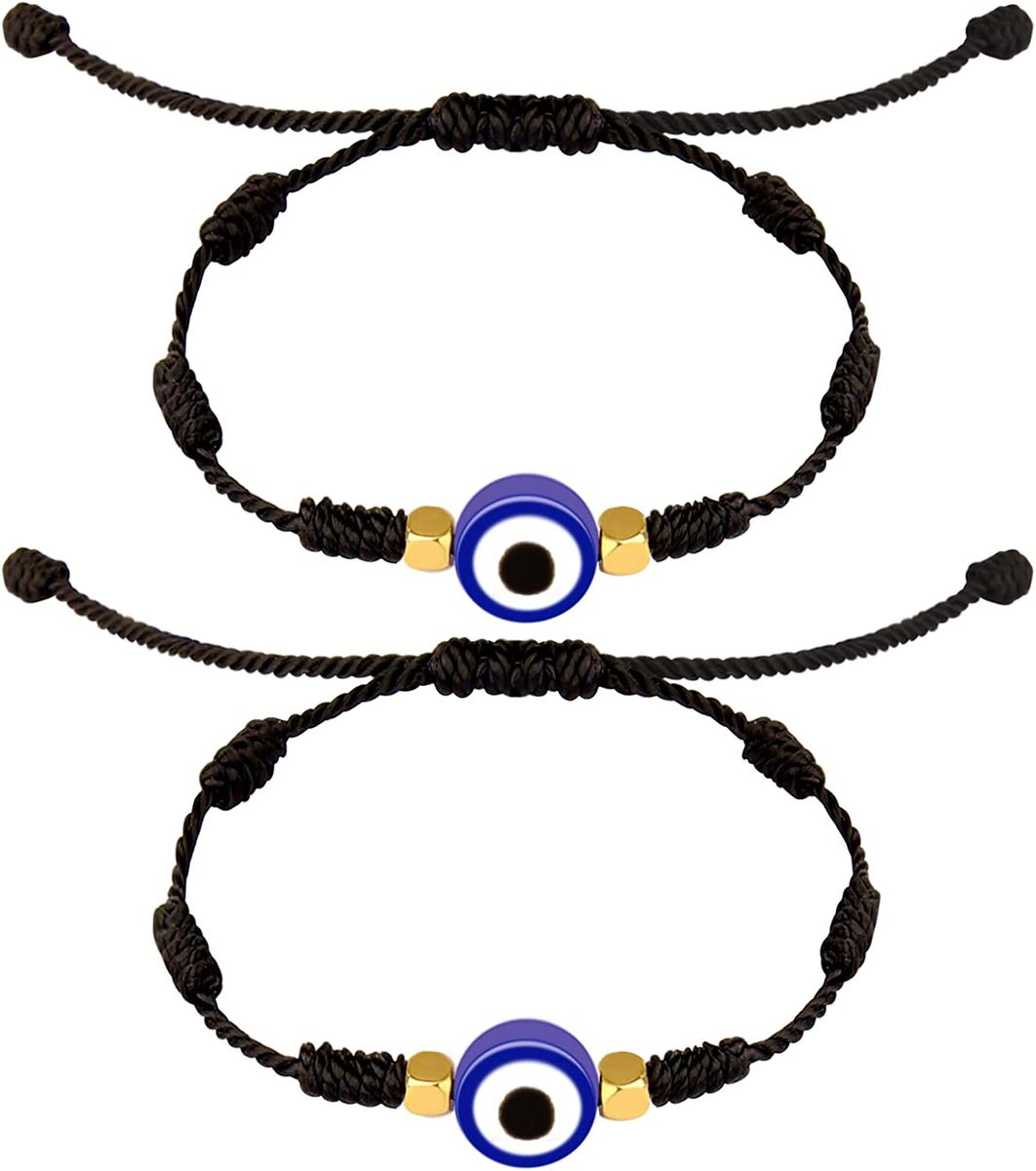 7 knots Evil Eye Protection Bracelet Lucky Amulet. Set of 2. Black