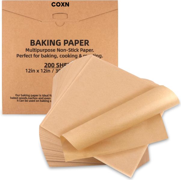 Coxn - 200 Piece Parchment Paper Sheets, 30 x 30cm Baking Paper Non-Stick