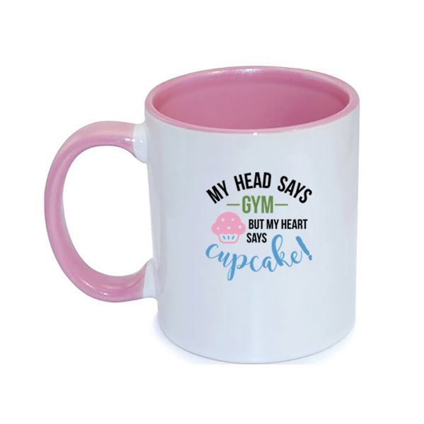 Two Tone White &amp; Pink Mug: Heart Says Cupcake!