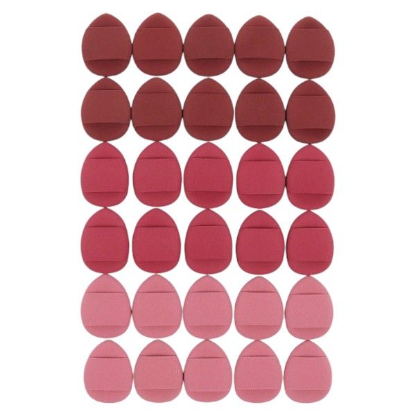 30 Pieces Mini Finger Cushion Powder Puff Set - Pink/Red/Maroon