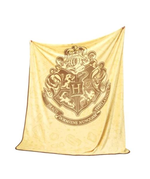 Harry Potter Hogwarts Crest Throw Blanket - Beige/Brown