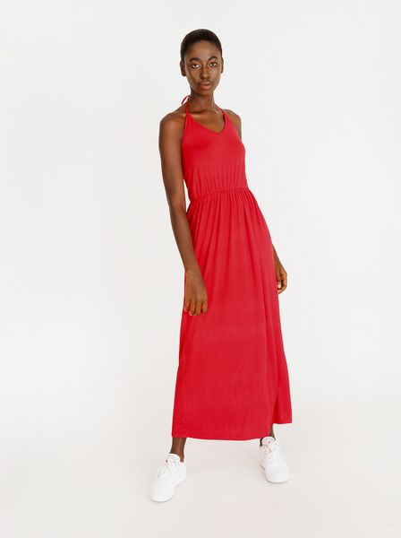 Women's C(Inch) V-Neckline Maxi Dress Red