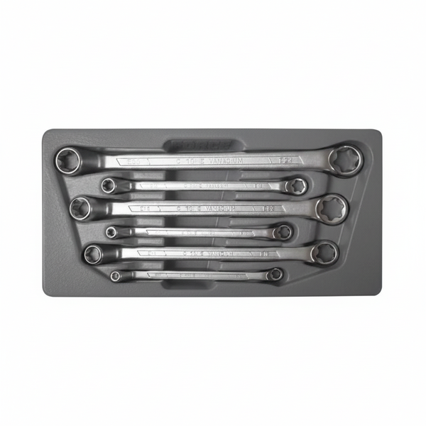 Force 6 Piece Offset Star Ring Wrench Set E6 to E24 for E-Torx Fasteners
