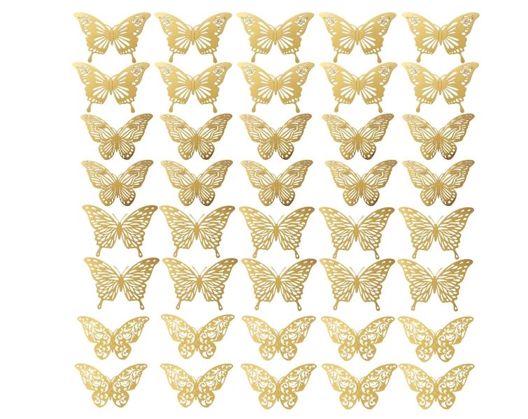 3D Butterfly Wall Decor, 96 Pieces 4 Style Gold Butterfly Decorations Party