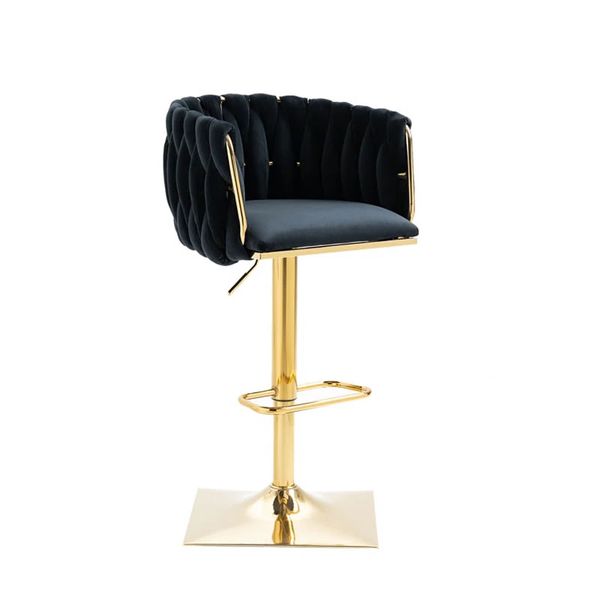 Swivel Adjustable Height Velvet Bar Stool with a Square Base -HZ6022