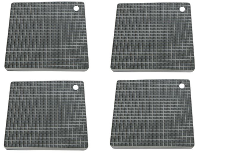 George &amp; Mason - 4 Pack Silicone Square Honeycomb Trivets - Grey