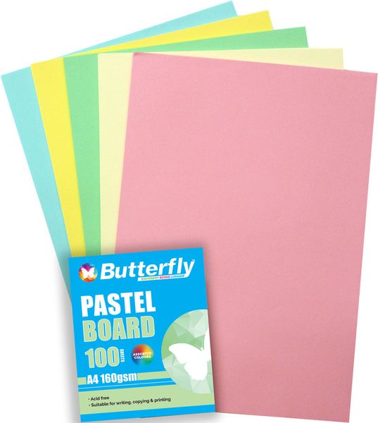 Butterfly Mixed A4 Pastel Board - Pack Of 100