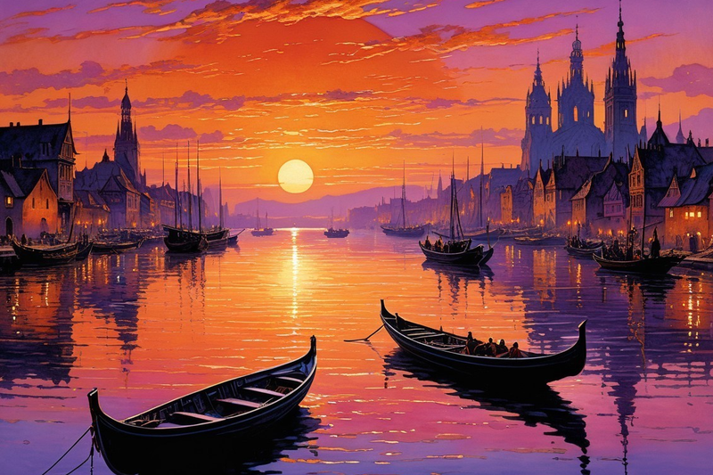 Canvas Wall Art Home Decor - Sunset River