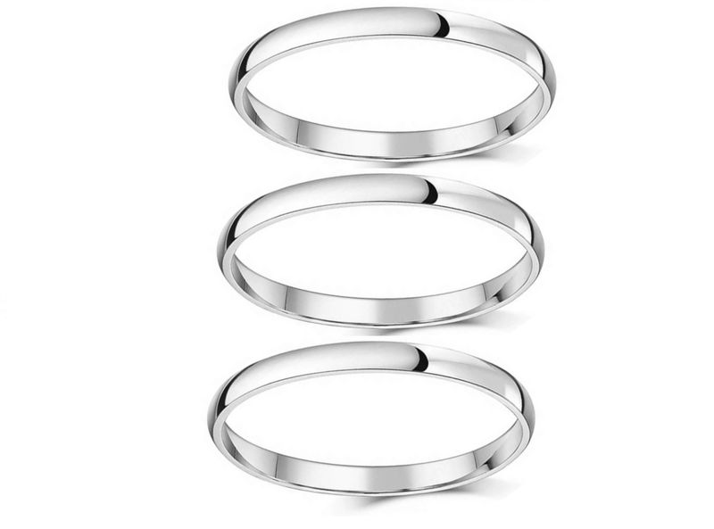 Stainless Steel Gift: Solid D-Shape Round Bangle 8mm Wide Set Of 3